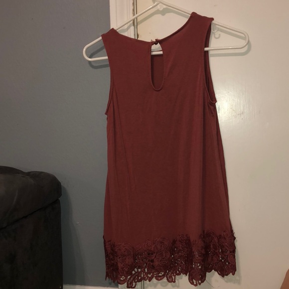 Mauve XS tunic with lace hem - Picture 3 of 4